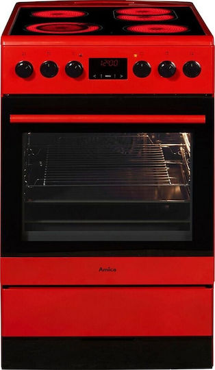 Amica Aragaz 65lt cu Plite Ceramice L60cm. Red