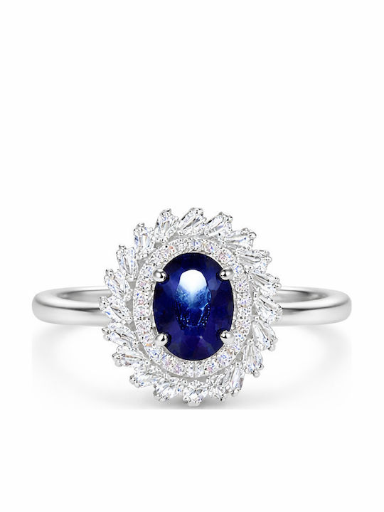 Ring with Zircon made of Silver Gold Plated