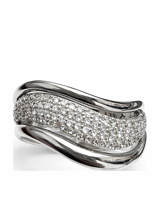 Ring with Zircon made of Silver Gold Plated