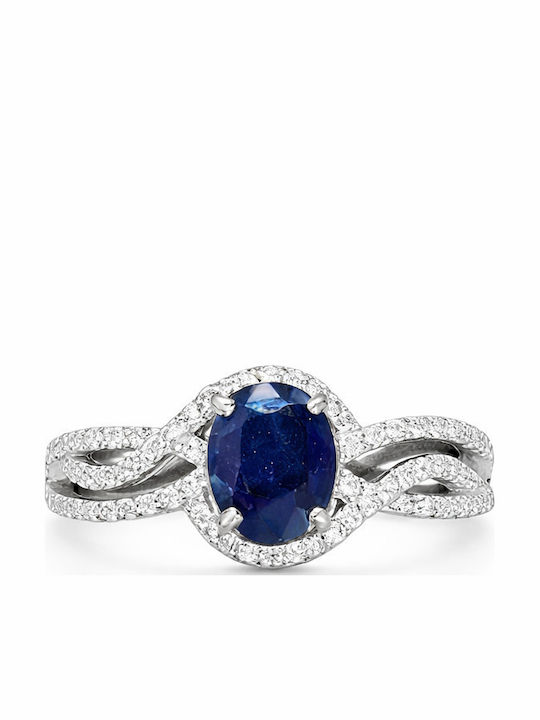 Ring with Zircon made of Silver Gold Plated