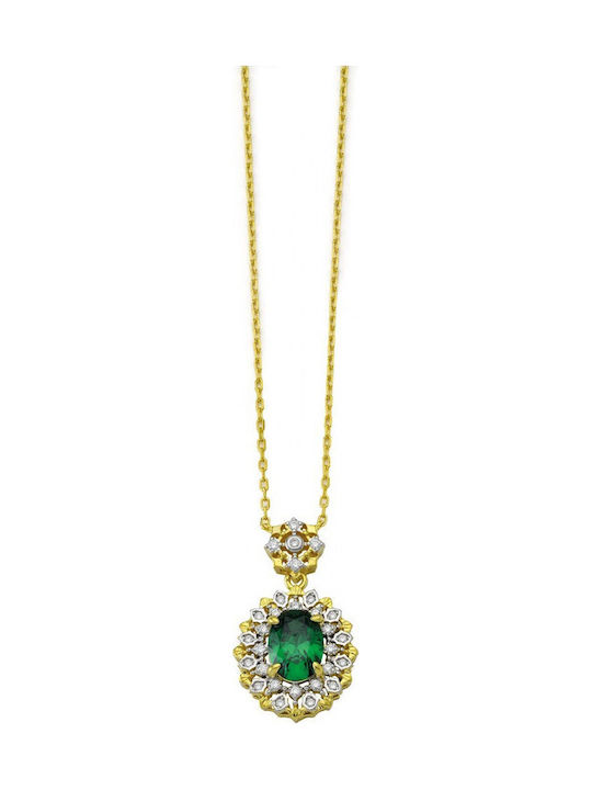 Kontopoulos Necklace Rosette from Gold Plated Silver with Zircon