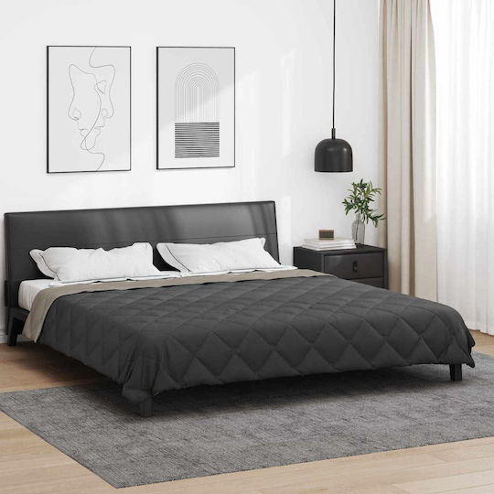 vidaXL Παπλωματοθήκη Υπέρδιπλη 220x240 Ανοιχτό Γκρι, Ανθρακί
