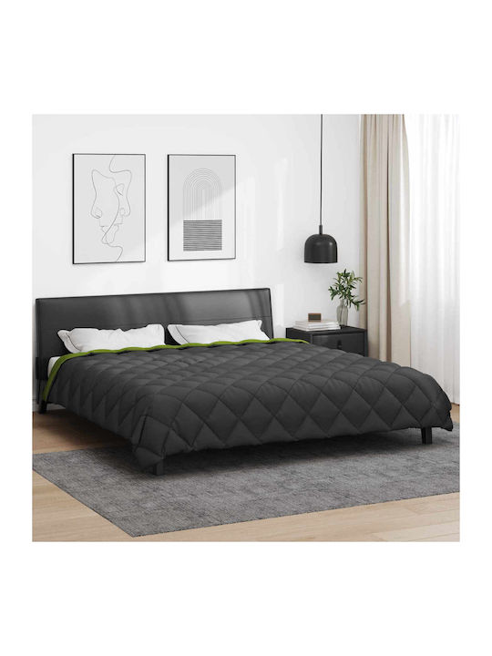 vidaXL Duvet Cover Queen 220x200 Green, Anthracite