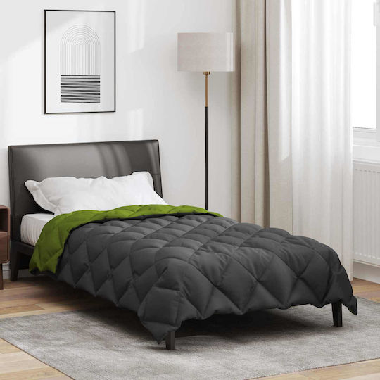 vidaXL Duvet Cover Single 135x220 Green, Anthracite
