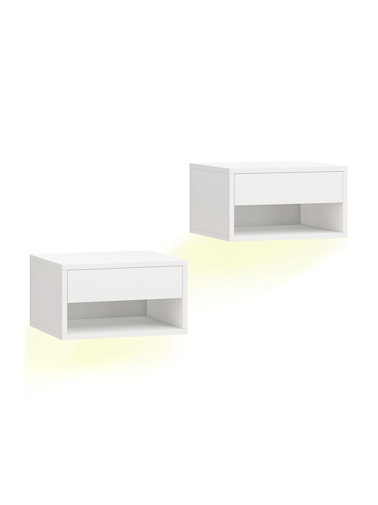 White Wooden Bedside Tables 2 Pieces 37x32x21cm