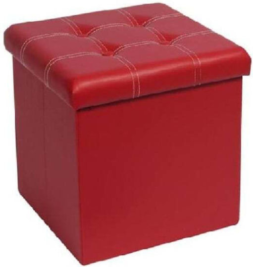Muhler Living Room Stool with Storage Space Red 38x38x38cm