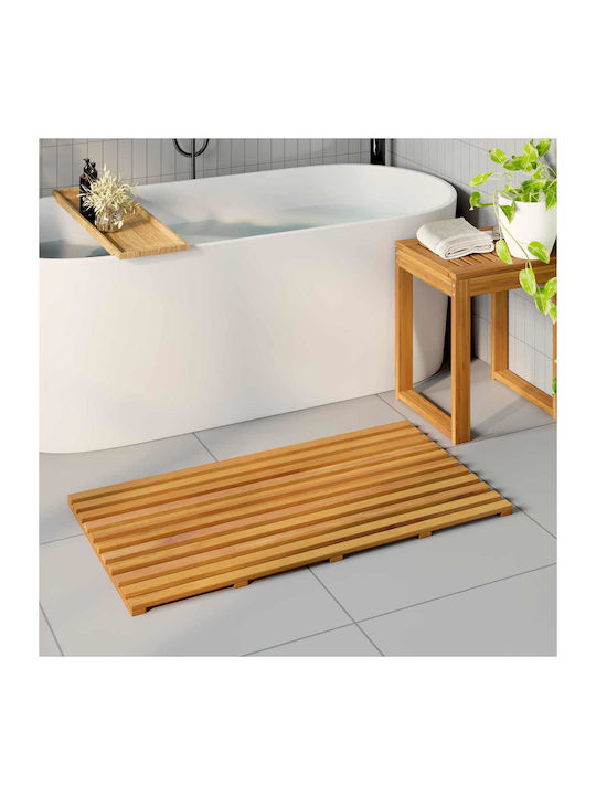 vidaXL Non-Slip Bath Mat Wooden 42025261 Coffee 100x53cm