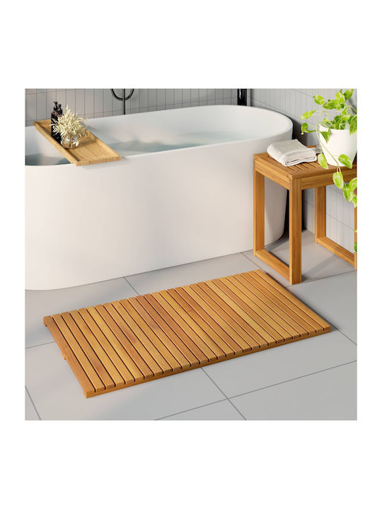 vidaXL Non-Slip Bath Mat Wooden 42025257 Coffee 100x55cm