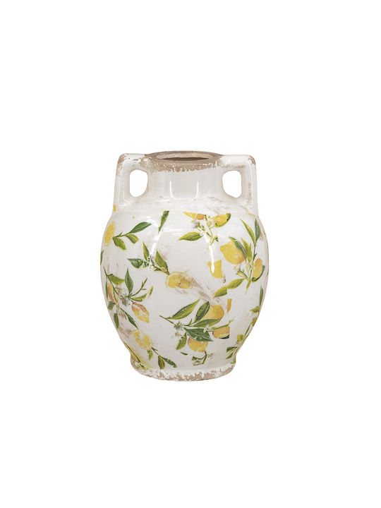 Artekko Lemon White Ceramic Vase Lemons 22x17x17 Cm