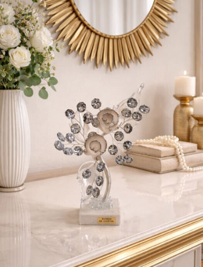 Decorative Crystal Flower Bonsai De Cristal Silver Marble Base 12x5x20cm Galifas 91125671 Galifas