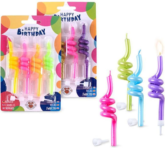 Κεριά Trend 965684 Bf Swirly 10cm Glitter Neon & Metallic 4pcs Τυχαία Επιλογή