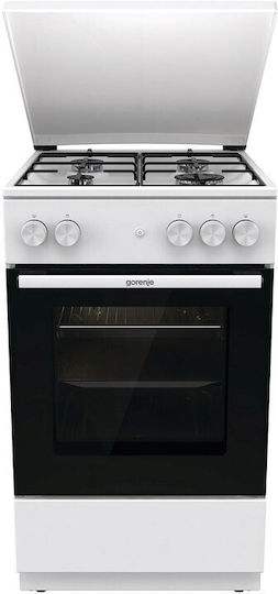 Gorenje Κουζίνα Υγραερίου 70lt με Εστίες Υγραερίου Π50εκ. Λευκή