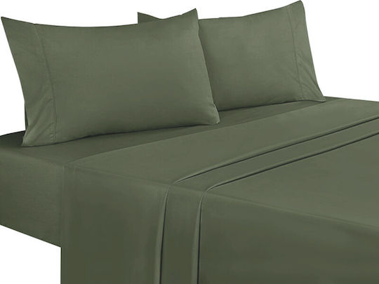 Sheet Sets Single with Elastic 100x200+30cm. Haki 3pcs