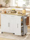 HomCom Wooden Kitchen Trolley 2 Tiers White 91x129cm