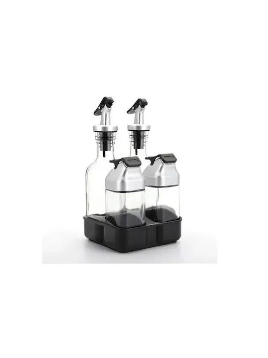 Set of 5 General Use Glass Jars with Lid and Stand Transparent 5 Pieces