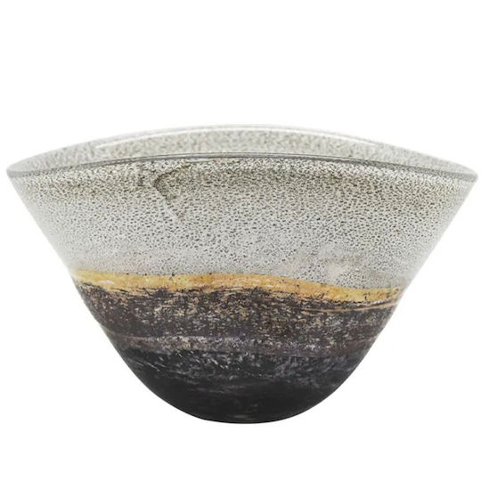Marhome Dekorative Schale Geblasenes Glas Oval Beige Mint Grau 37x27x19cm