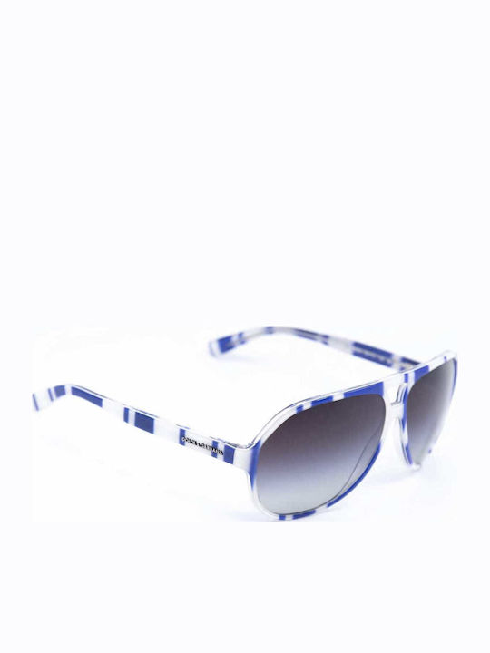 Dolce & Gabbana Unisex Sunglasses with Blue Horn-Rimmed Frame and Grey Gradient Lenses