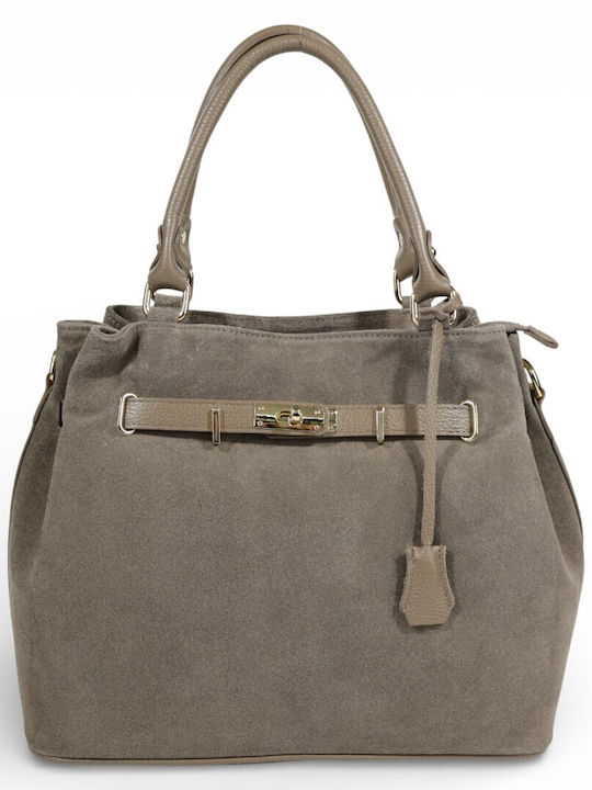 Leather Women's Tote Bag Suede Taupe