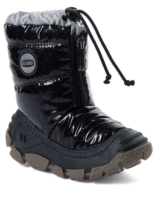Happy Jr Kids Snow Boots with Zipper Black