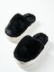 Winter Women's Slippers with Fur Black