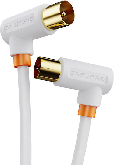 Cabletime Καλώδιο Κεραίας Coax male - Coax female Λευκό 2m CT-AV101-10-W2-100 1τμχ