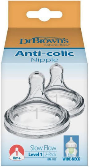 Dr. Brown's Natural Flow Options Level 1 Θηλές από Σιλικόνη Κανονικής Ροής για 0+ μηνών 2τμχ