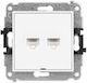 Mecanism Dublu Priză de Rețea Computer 2xRJ45 Cat 5e 8-Pini Fără Câmp Descriptiv Alb Mat 25igkbo-2