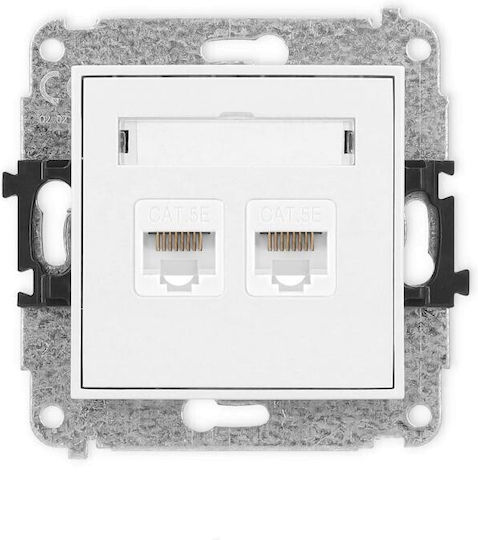 Icon Dual Computer Socket Mechanism 2xrj45 Cat 5e 8-pin White Matt 25igk-2