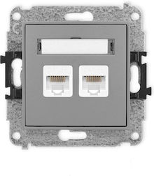 Icon Dual Computer Socket Mechanism 2xrj45 Cat 5e 8-pin Matt Gray 27igk-2