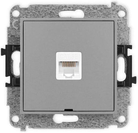 Mecanism Priză de Rețea Computer Single 1xrj45 Cat 5e 8 pini Fără Câmp Descriptiv Gri Mat 27igkbo-1