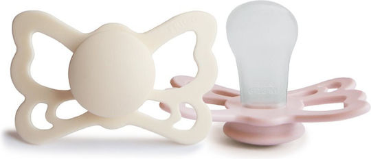 Frigg Orthodontic Pacifiers Silicone Cream/Blush for 6-18 months 2pcs