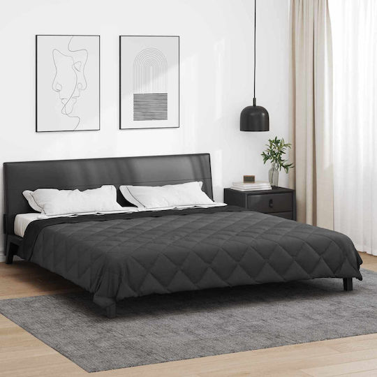 vidaXL Pătură Supraînălțată 220x200cm Neagră, Antracit