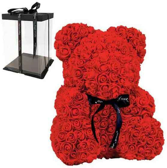 Αρκουδάκι Τεχνητά Τριαντάφυλλα Κόκκινο 35cm Teddy Bear Made Artificial Roses Red 35cm 0316002