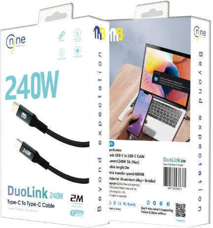 Moxom USB 2.0 Cable USB-C male - USB-C 240W Black 2m