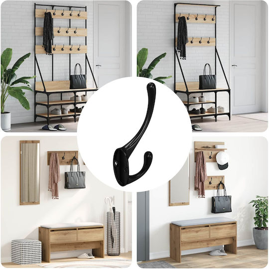 Cremaștră de Haine 12 Bucăți Negru 102 x 29 x 47 mm Oțel Zincat Negru 864900