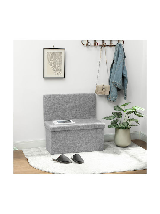 Collapsible Living Room Stool with Backrest and Storage Space Gray
