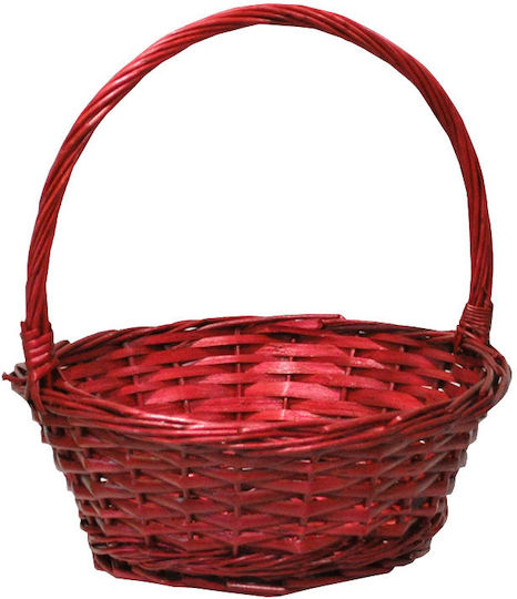 Ra-Ba Decorative Basket Wicker with Handles Red 28.5x29x33cm