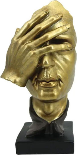 Figurină Decorativă Mână Aurie Față Bază Neagră 11.5x8.5x24cm 15-50225 Marhome