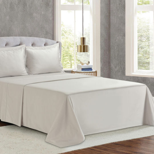 Bed Sheets Set 4 300tc Lt Beige + 2 Pillowcases 52x75 245x270cm Liolios Home 2595 Monaco