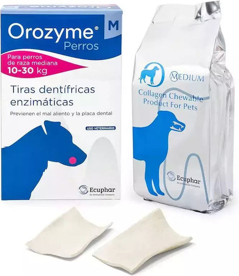 Orozyme Mittlere Collagen Streifen Kauknochen Hundezahnpflege 12 Stück