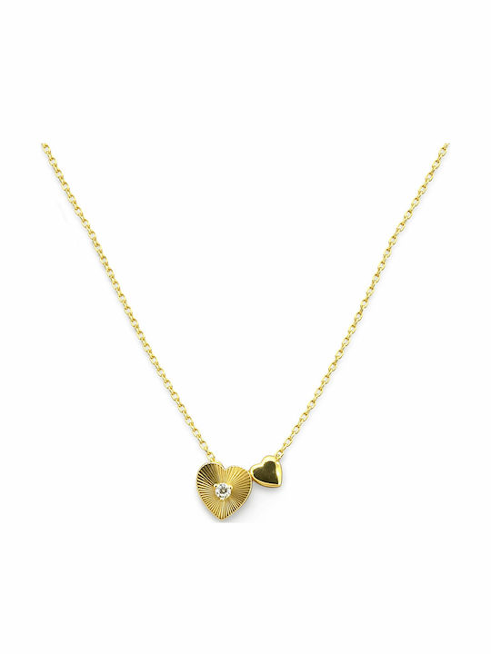 Colier Dublu cu design Inima Placat cu aur