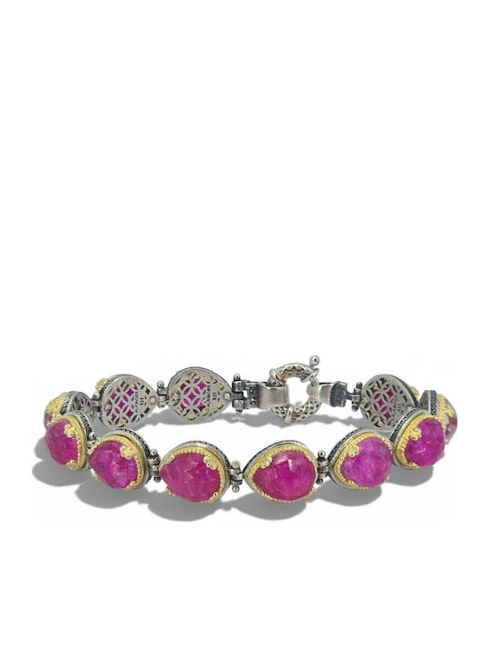 Goudassilver Damenarmband mit Byzantinischem Design aus Vergoldetem Silber 18cm