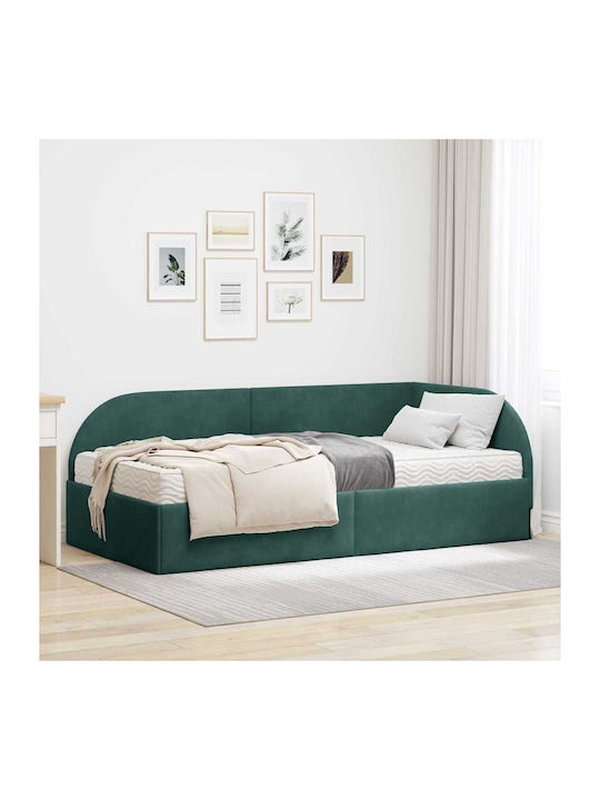 Pat Single Din Lemn Verde Cu Spațiu De Stocare ...