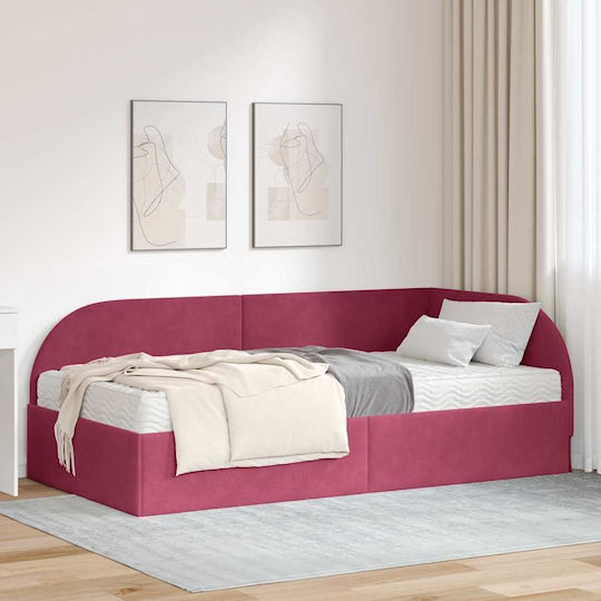 Pat Single Cu Spațiu De Stocare Și Saltea 80x200cm Catifea Verde