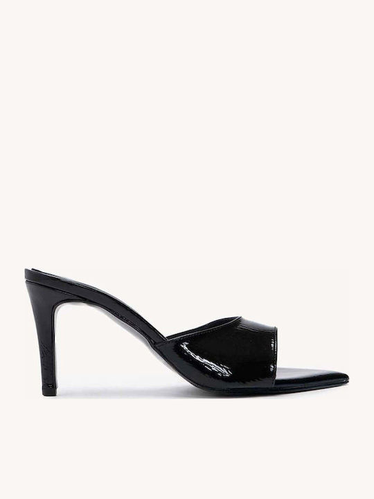 Μαύρα Λουστρίν Mules Made In Greece Kitten Heel