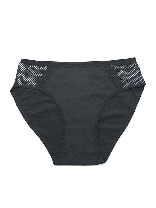 Power Flower Cotton Women's Briefs Black