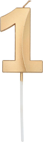 Birthday Candle Glamour Number 1 Gold Metallic