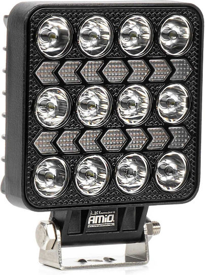 Amio Led Λάμπα Εργασίας 36w 3600lm 6500k Προειδοποιητικό Φως – 9–36v Λευκό + Κίτρινο Spot Αλουμινένια 1 Τεμ 04419/a 04419/am 04419/am