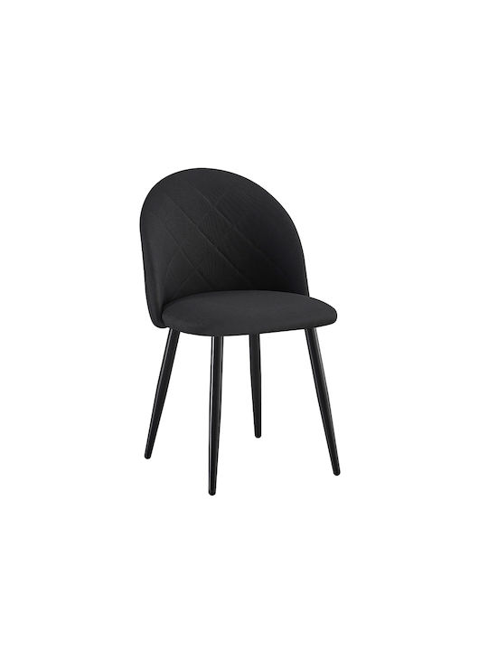 Rio Dining Room Fabric Chair Black Velvet-Black Metal 47x53.5x49cm