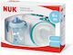 Nuk Feeding Set made of Plastic with Non-Slip Base Blue 3pcs for 6+ months